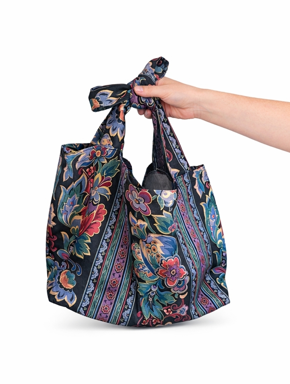 Floral Print Knot Handle Tote Bag in Multicolor - Picture 4 of 5